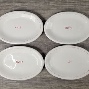 Rae Dunn Artisan Collection Oval Christmas Appetizer Plate Set‎